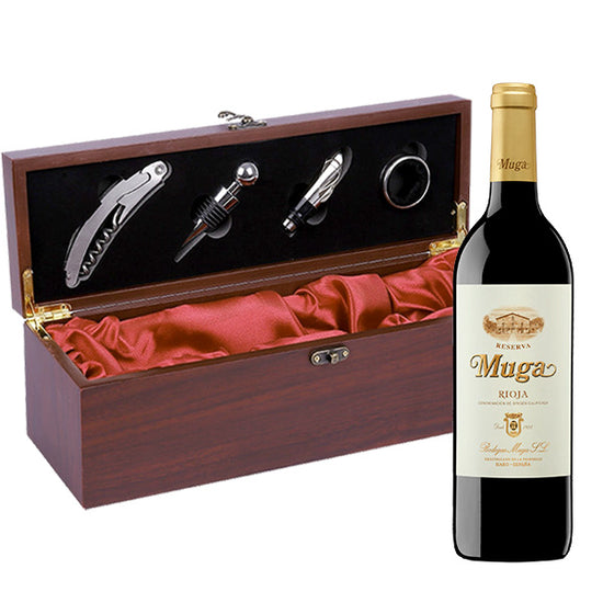 Muga Reserva 750 ml + REGALO: Estuche de Madera con Accesorios